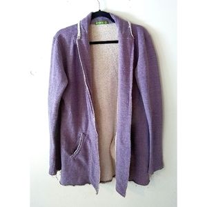 Lavender raw edge long cardigan sweater